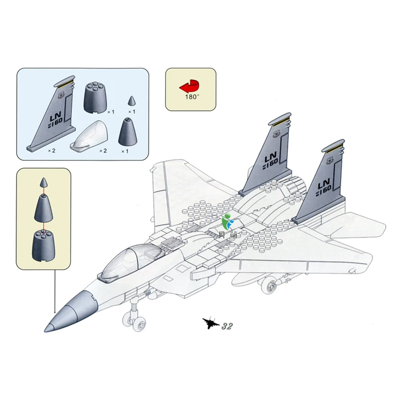 Military Series 270Pcs F-15 Eagle Fighter 593Pcs V-22 Building Blocks Assembly MOC Airplane Model Bricks Toys For Children Gifts