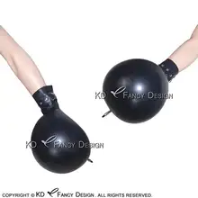 Black Latex Inflatable Gloves with Belts #5