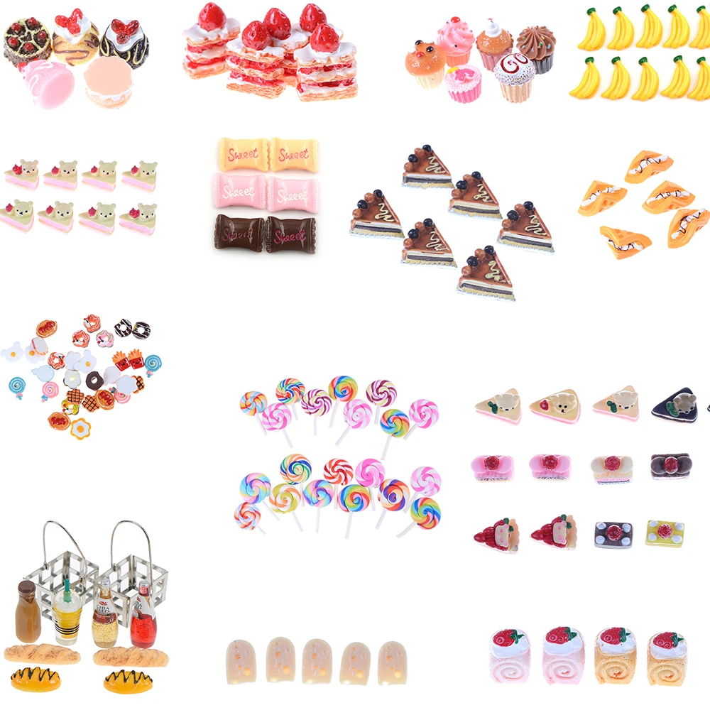 5Pcs Artificial Fake Miniature Bakery Cake Bread Food Fruit Banana DollHouse Kitchen Toy Craft DIY Embellishment Accessories