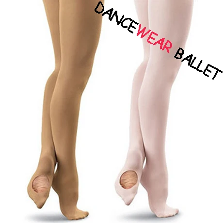 Hot Sale Adult Women Kids Girls Pink White Black Tan Soft Microfiber Footed Convertible Ballet Tights With Plain Waistband