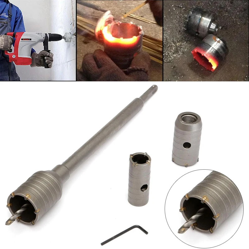 30/40/50mm Carbide Tip Hole Saw Drill Bit +Shaft Cutter Kit for Wall Brick Stone