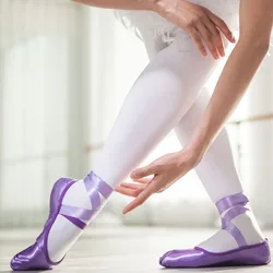 Zapatos de baile de Ballet para niñas y niños, calzado de satén, suela suave y cómoda, color morado, venta al por mayor, B32