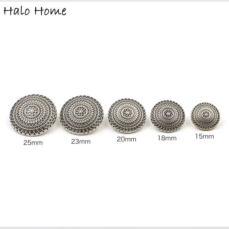 5pcs Round Retro Metal Shank Buttons fit Clothing Repair Sewing Decor Replace and Crafts Make 15-25mm