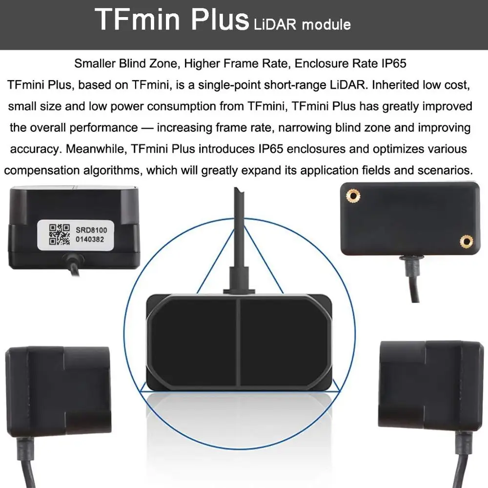 Tfmini Plus Laser Lidar Range Finder Sensor IP65 Waterdicht Stofdicht Tof Lidar Module, uart I2C Iic I/O 0.1M ~ 12M