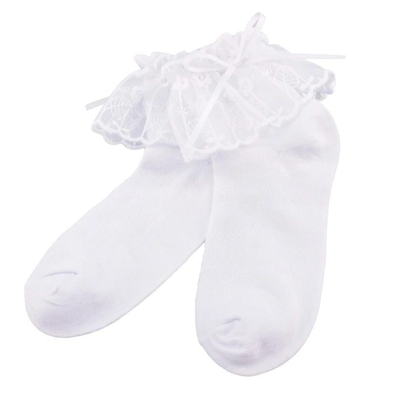 Fashion Kids Socks Baby Girl Ruffle Sock Cute Baby Frilly Toddle White Pink Lace Kid Cotton Socks For Girls Dance Ankle Socks