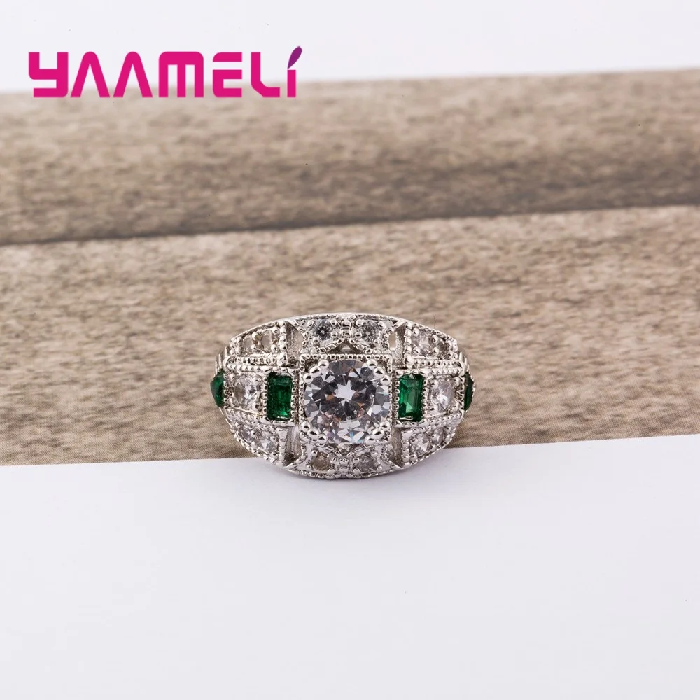 Sparking Extravagant Crystal Cubic Zirconia Women Men Finger Rings Solid 925 Sterling Silver Jewelry Gift Accessories