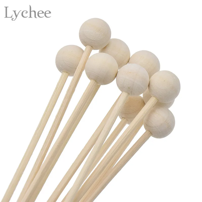 Lychee Life 10pcs Wood Ball For Fragrance Diffuser Aromatherapy Rattan Reed Sticks DIY Home Decoration