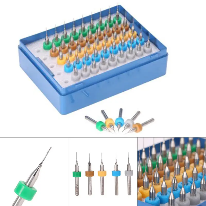 

50Pcs/Set Tungsten Steel HSS Carbide Micro PCB Drill Bits 0.25mm to 0.45mm Q1I0