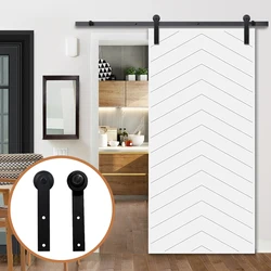 Porta deslizante, kit para porta de celeiro, 6ft, 7ft, 8ft, 9ft, fixação superior, trilho, preto, aço, armário, porta única