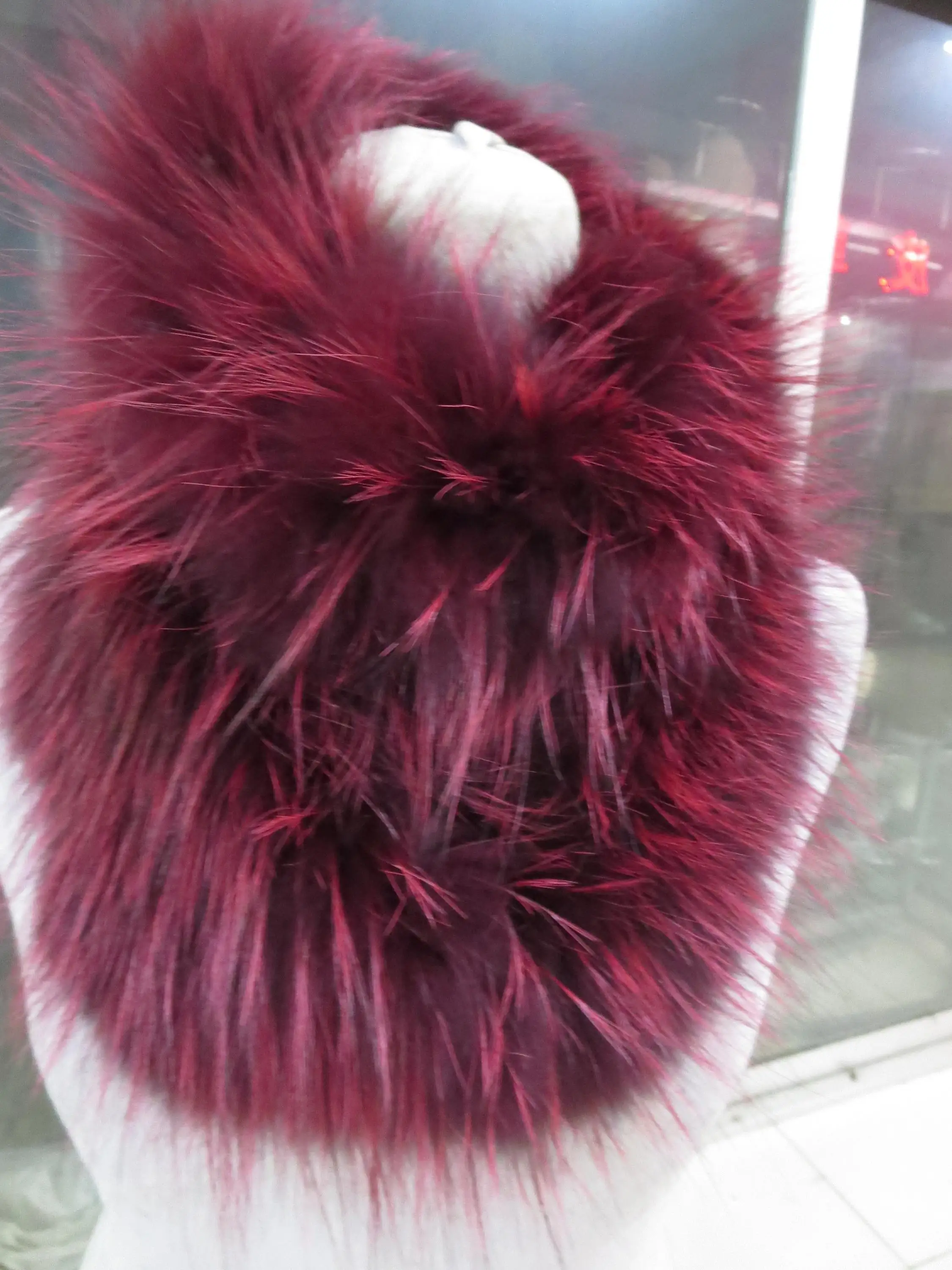 elegant  100% Real fox  Fur  knitted long Neckerchief /Scarf// claret-red  Warm