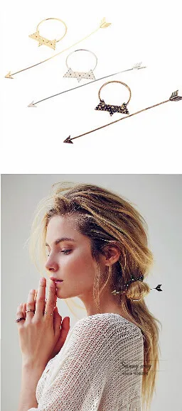 Timlee H044 Free shipping  Vintage Beautiful Arrow Star Metal HairpinHair Clip hair accessory wholesale