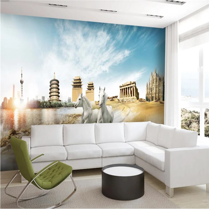 beibehang  Wallpaper Mural Wall Sticker Giant HD Benma World Tour 3D Backdrop Decorative Painting papel de parede