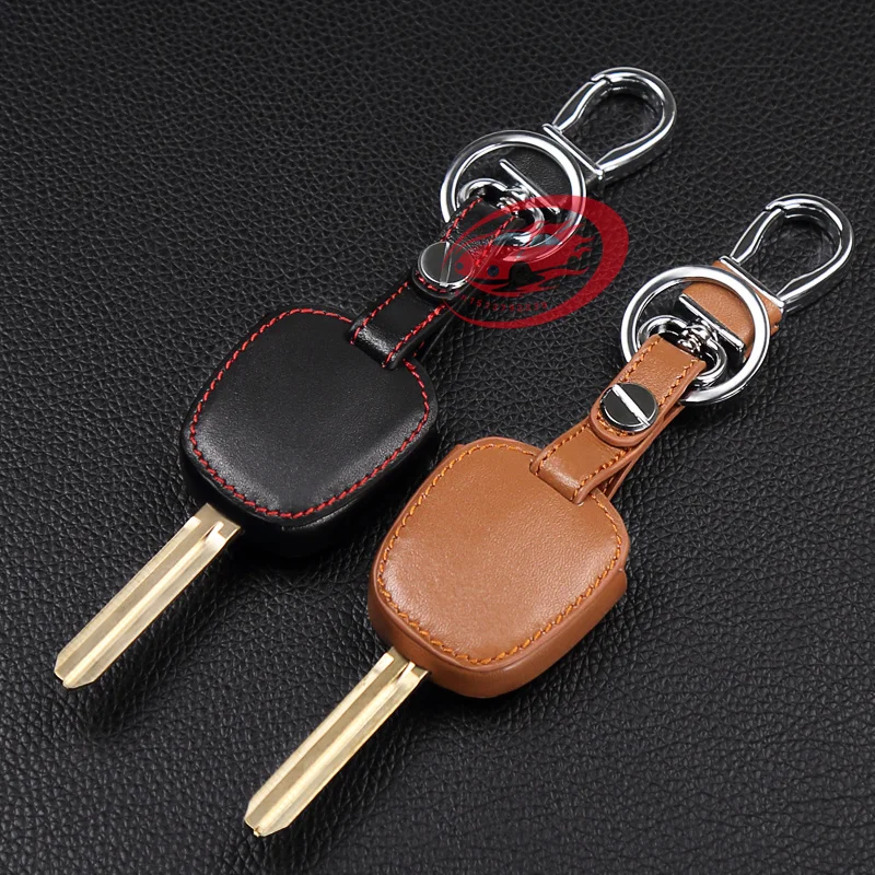 Hot Sale Car-Cover 100% Genuine Leather Car Key Cover For Toyota Tarago RAV4 Corolla Camry 3 Button Remote Key Case Accessories