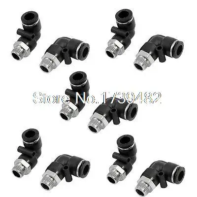 

10 Pcs Pneumetic 10mm to 1/4" PT Male Thread One Touch Elbow Quick Fittings