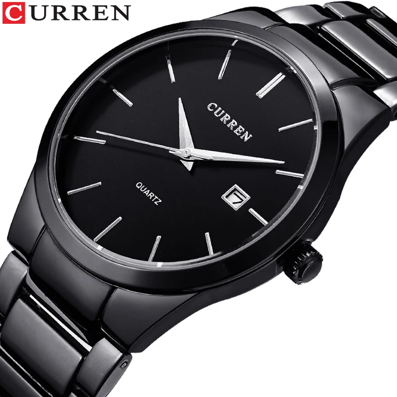 CURREN Fashion Business Calendar  Quartz Wrist Watch Stylish Men\'s Watch Military Waterproof Full Steel Male Clock