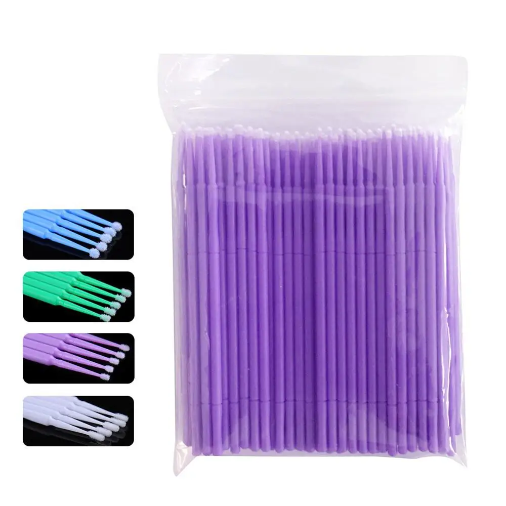 1000 Pcs Disposable Micro Applicator Brush for Eyelash Extension Micro Cotton Swabs Lips Mascara Wands Pink Blue Green Purple