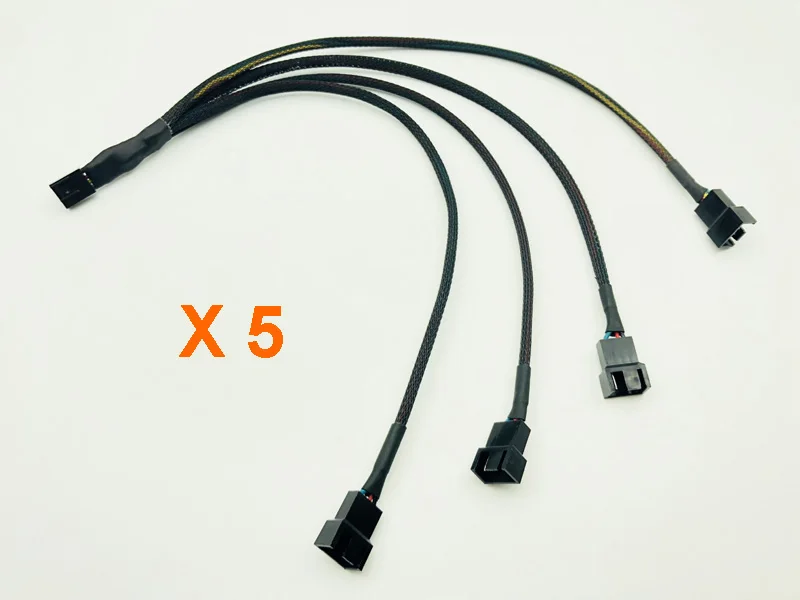 

5PCS 30cm Black Braid Cable Splitter One 4 Pin Female Connector Splits to Four 4pin Male Connectors for PWM 3/4 Pin Computer Fan