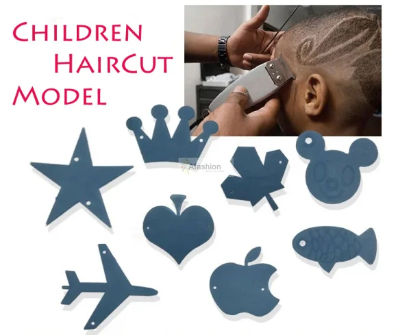 8pcs Lovely Children haircut Model cute barber Hair Trimmer template DIY styling tools heart start fish Variety shape