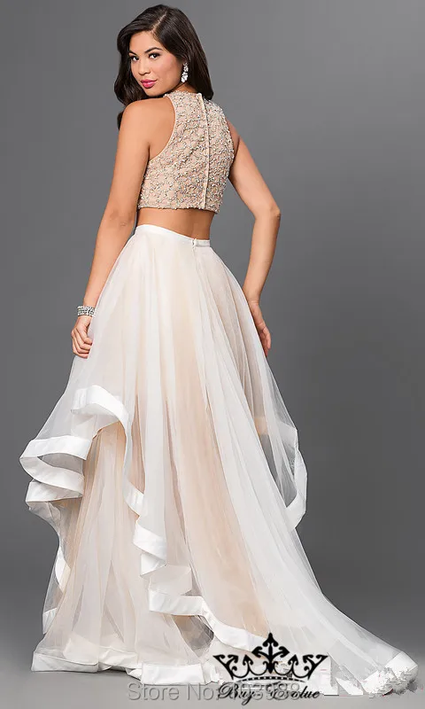 2018 neue ankunfts-freie Vestido de festa Zweiteilige Pailletten bodenlangen Brautjungfernkleider hochzeit kleid Prom Kleid party kleid