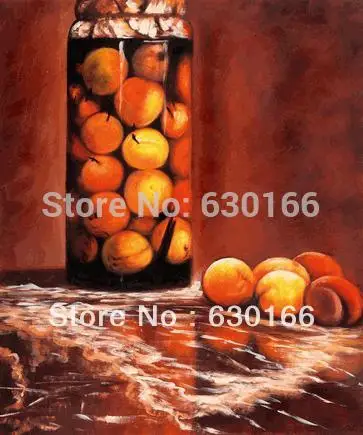 Still Life Oil Painting on Canvas - Jar of Peaches by Claude Monet Paintings for Kitchen Vertical