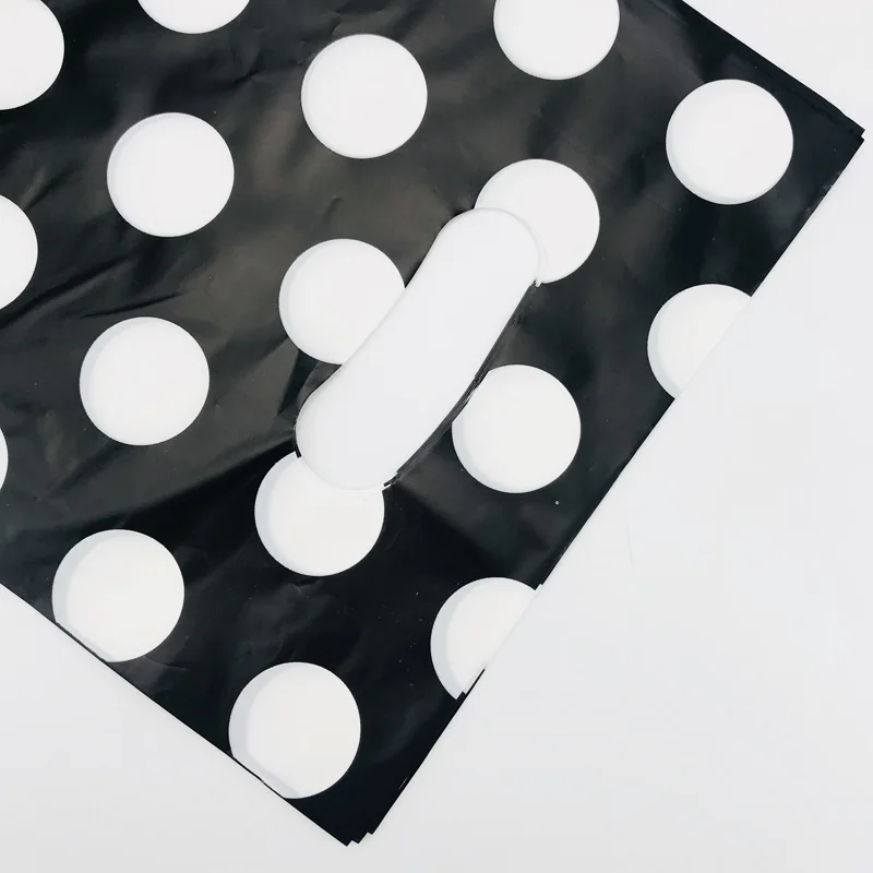 Plastic Gift Bags with Handles, Black Dots, Small Candy, Shopping Bags for Boutique, 20x25cm