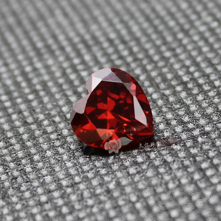 Heart shape Garnet Red cubic zirconia CZ stone faceted beads for jewelry making DIY loose stones