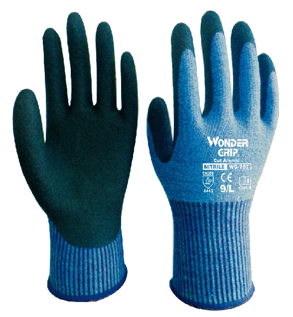 Rękawice robocze Odporne na przecięcie Miękkie, ognioodporne Rękawice z przędzy stalowej owinięte z włókna aramidowego Maxi High Flex Micro Foam Nitrile Anti Cut Mittens