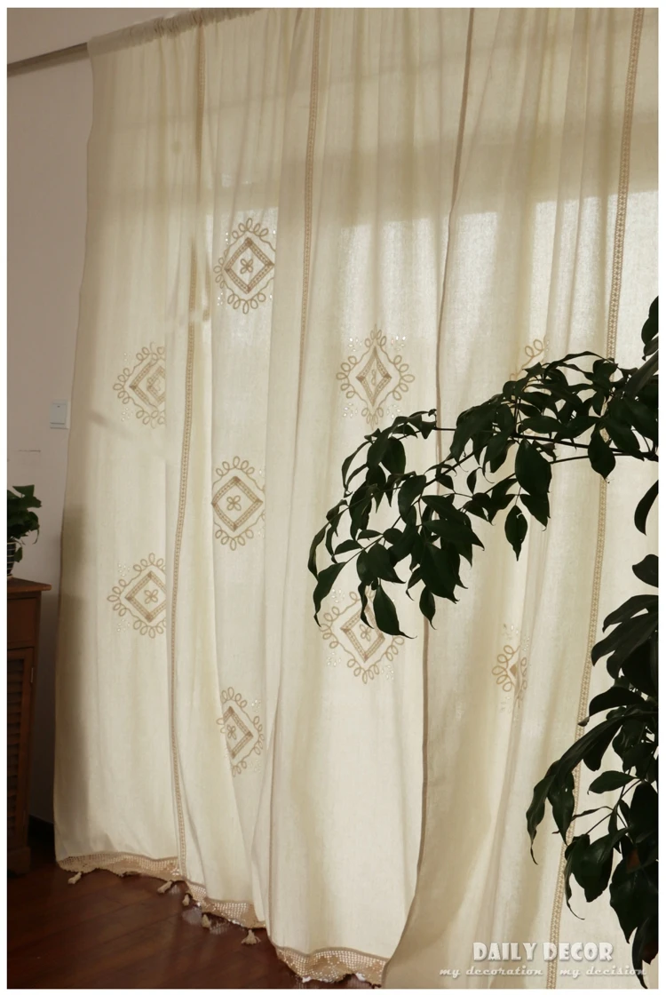 100% high quality country vintage cotton linen crochet curtains Las cortinas Rideau Le tende Der vorhang Gardin Finished curtain