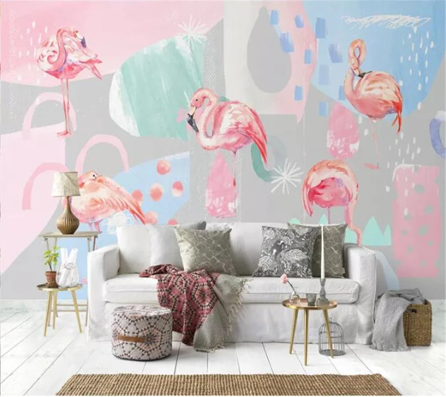 

wellyu Custom wallpaper papel de parede HD Simple Modern Plant Animal Pink Fresh Background Wall papier peint behang tapeta