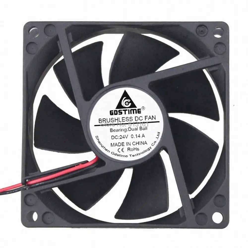 

Gdstime 8cm 80mm x 80mm x 25mm 24V 2Pin 8025 Ball Bearing DC Brushless Cooling Fan 80mm