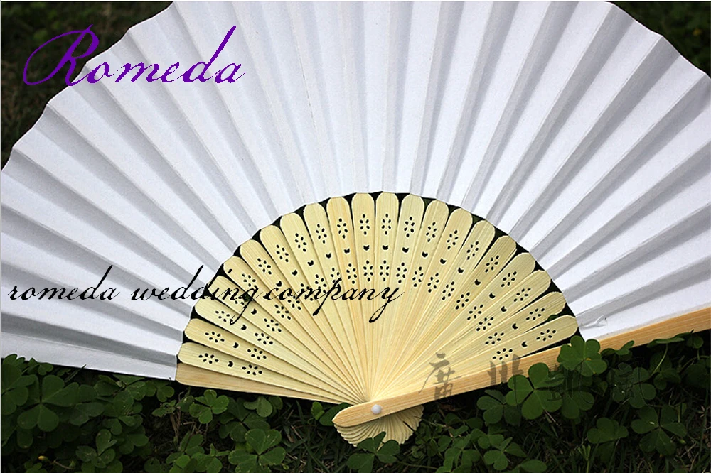 50Piece/Lot wedding white paper hand fan Wedding Favours  Wedding Paper Fan