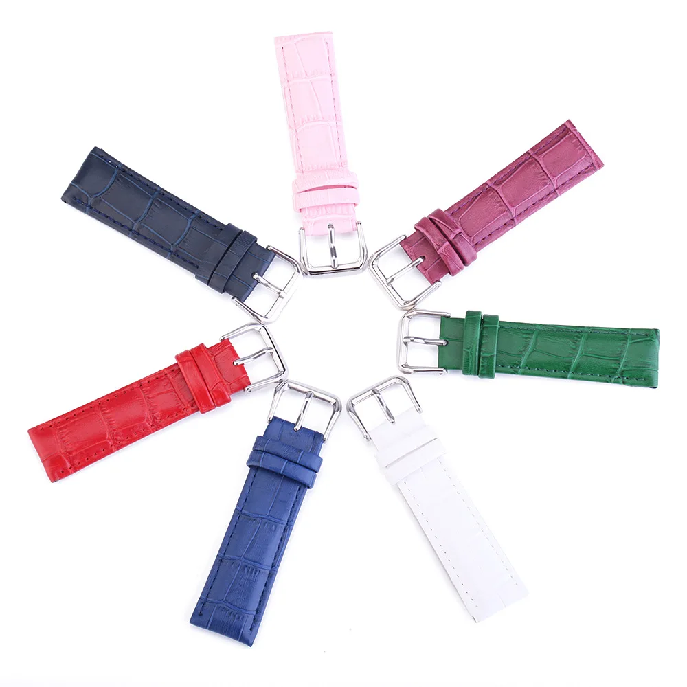 Colorful Genuine Leather Watchband Men Women 12 13 14 15 16 17 18 19 20 22 24mm Crocodile Pattern Waterproof Watch Strap Band