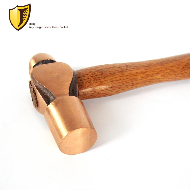 0.11kg,0.22kg/0.5p, Explosion-proof Ball-peen Hammer with wooden handle,Red Copper Round Hammer,Safety Tools