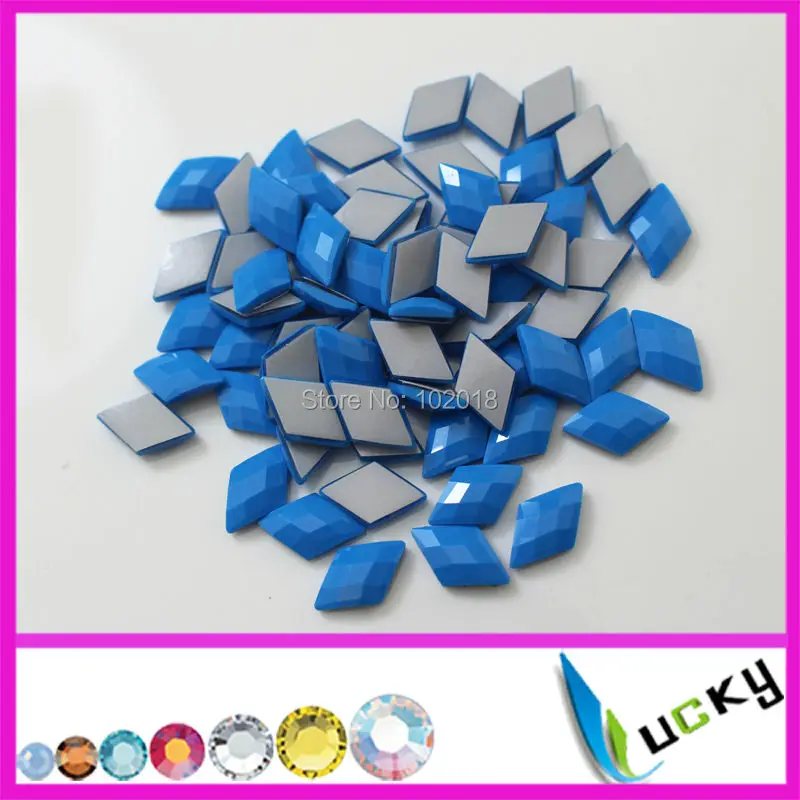 1440PCS 8*13mm diamond shape hemitate blue color Korean quality hotfix epoxy pearl rhinestone  hotfix  faceted look pearl