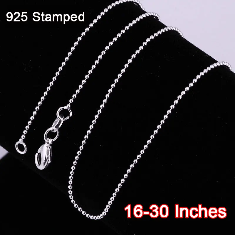 New Arrival Ball Beads Prayer Necklace Chains Pure 925 Sterling Silver  Link Chain Jewelry Findings DIY Accessories