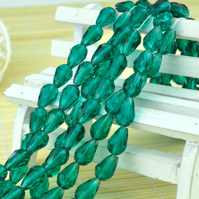 Wholesale 295pcs 8x11MM Oval Water Drop Crystal Beads Green Crystal Glass Beads Faceted Straight Hole Beads DIY