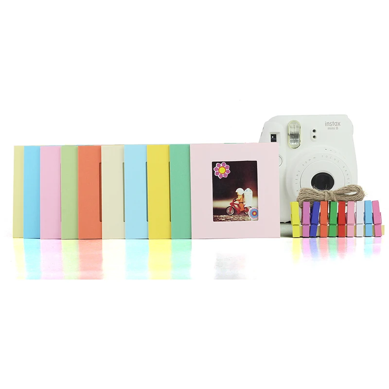 DIY Mini Paper Photo Frame With Mini Colored Clothespins And Twine -Fit Instax Mini Film for storing precious photos