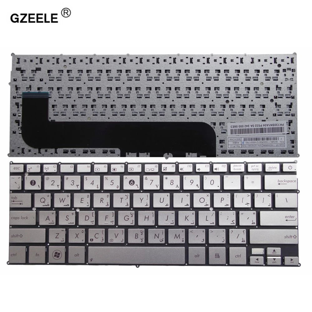 

GZEELE Arabic Laptop Keyboard for Asus Zenbook UX21E UX21 without frame MP-11A93A06528 Laptop Keyboard AR layout silver