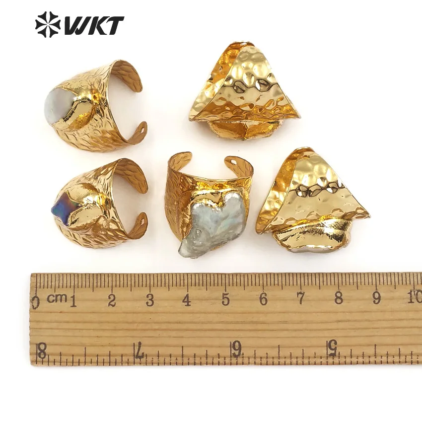 WT-R328 WKT Natural freshwater pearl rings big size women rings charm in multi shape 2022 new design for party making