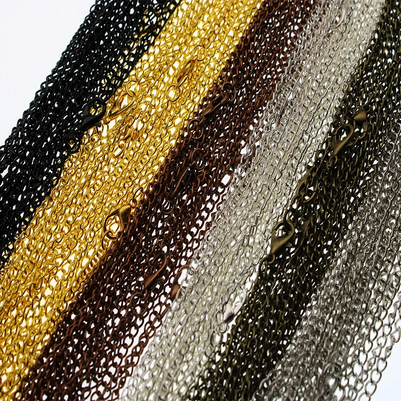 10PCS Black Gold Color Twisted Chains Necklaces 60cm Length Chains Clasp Accessories for DIY Jewelry Making Bulk Wholesale