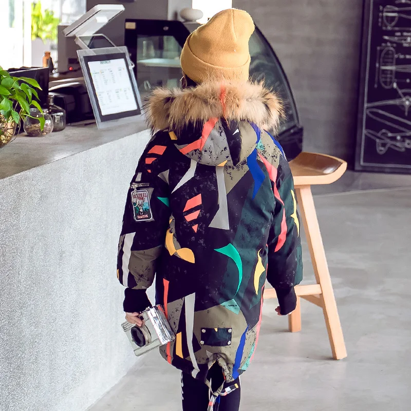 New Arrival Girls Fashion Wadded Jacket Winter Children's Cotton Padded Clothes Trench Coat Kids Fur Collar Parkas Outerwear P22