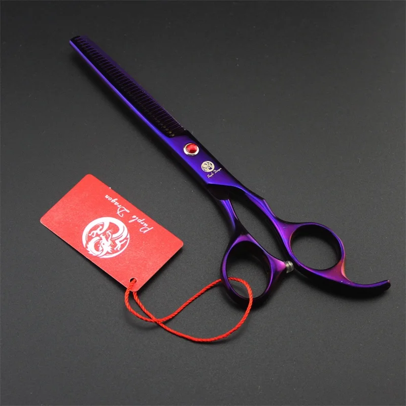 Purple dragon 7.0 inch Professional pet grooming scissors dogs shears hair cutter Straight & Curved & Thinning 4pcs/set