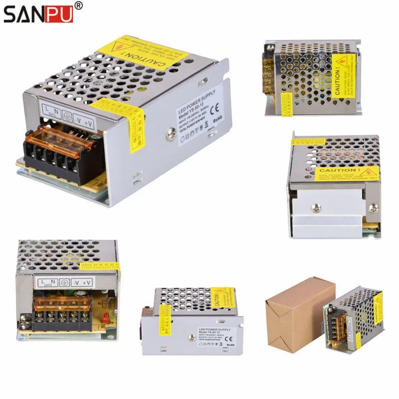 SMPS 60W 12V 5A Switching Power Supplies Drivers 220V 230V AC-DC Transformers for Strip Light IP20 Full Container Load Wholesale