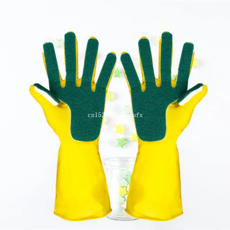 

50pcs(25pairs) Kitchen Clean Gloves Dish Washing Reusable Cleaning Gloves Scouring Pad Sponge Finger Latex Gloves Wholesale