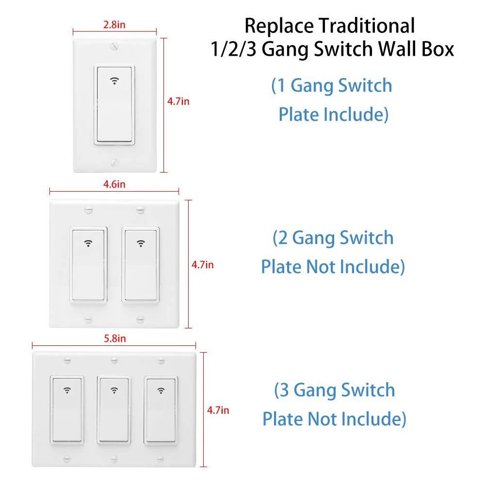 Imagem -03 - tipo Gang ac 100240v Inteligente Wifi Led Interruptor de Luz Painel de Parede Móvel App Controle Remoto Funciona para Alexa Google Casa Ifttt 120