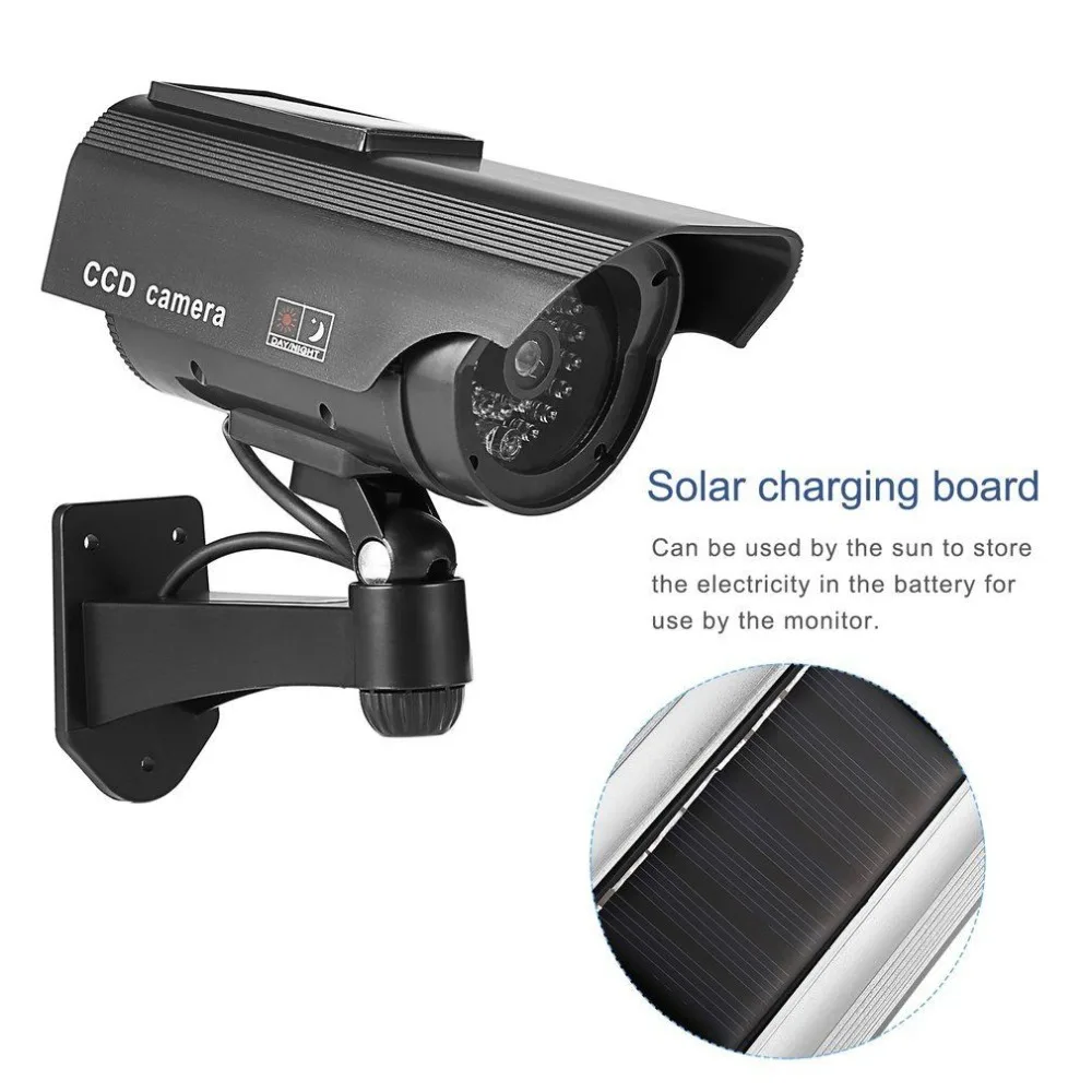 Dummy Solar CCTV Camera High Simulation Fake Camera  Led Red Light Flashing Outdoor Home Security Surveillance Camera