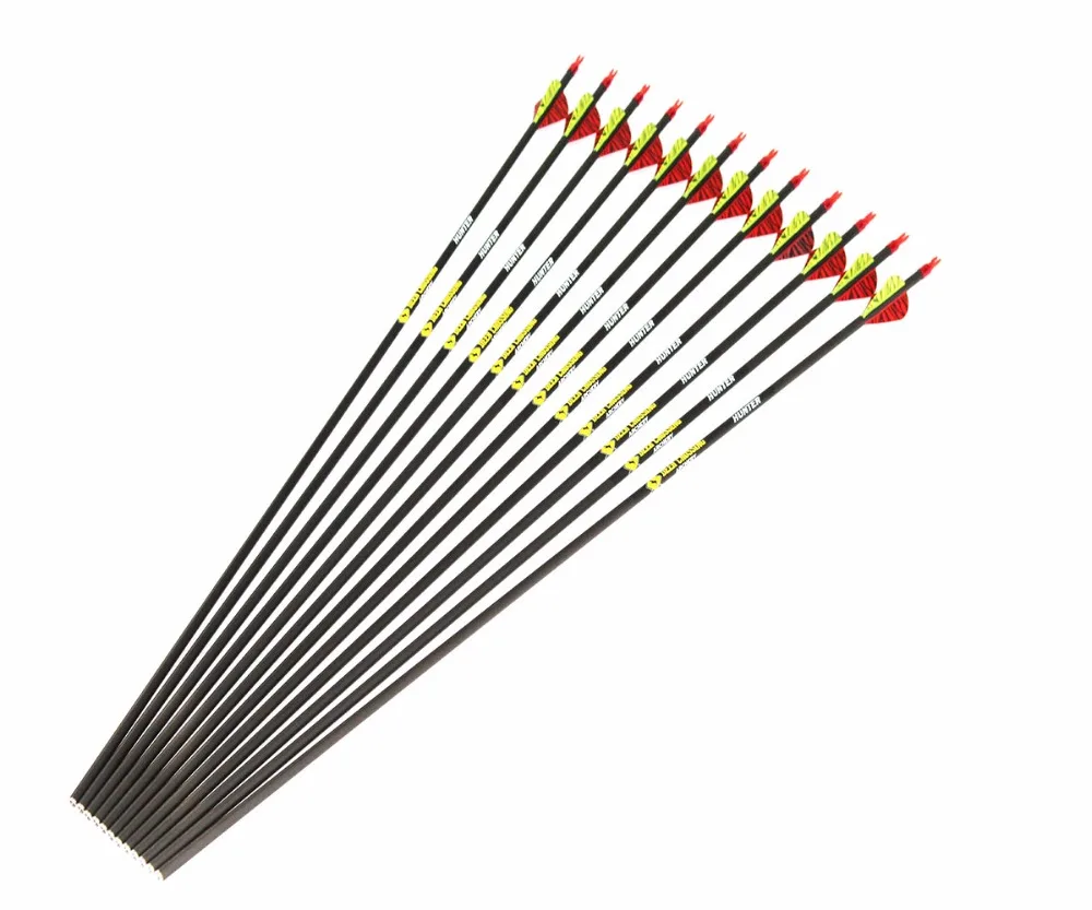 12pcs carbon arrow spine300/340/400/500/600 ID6.2mm 2