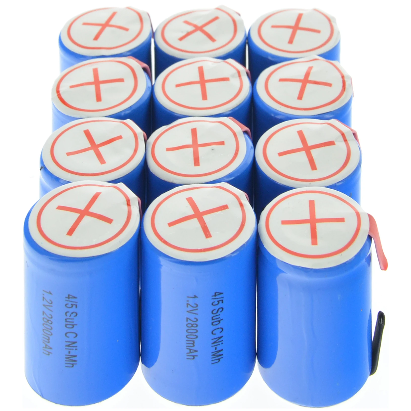 1/2/4/8/12/16/20pcs 4/5 SubC Sub C 2800mAh 12pcs 1.2V Ni-Mh Rechargeable Battery Blue Cell with Tab