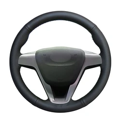 Hand-stitched Black PU Leather Car Steering Wheel Cover for Lada Vesta 2015 2016 2017 2018 2019 2020 Xray