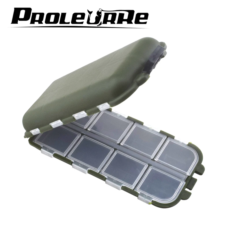 Proleurre Fishing Tackle Army Green Plastic Box 16 Compartments Storage Case Outdoor Fishing Swivels Lure Bait Storing Tool
